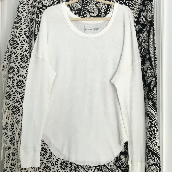 We The Free Tops - WE THE FREE OVERSIZED OFF WHITE WAFFLE TOP